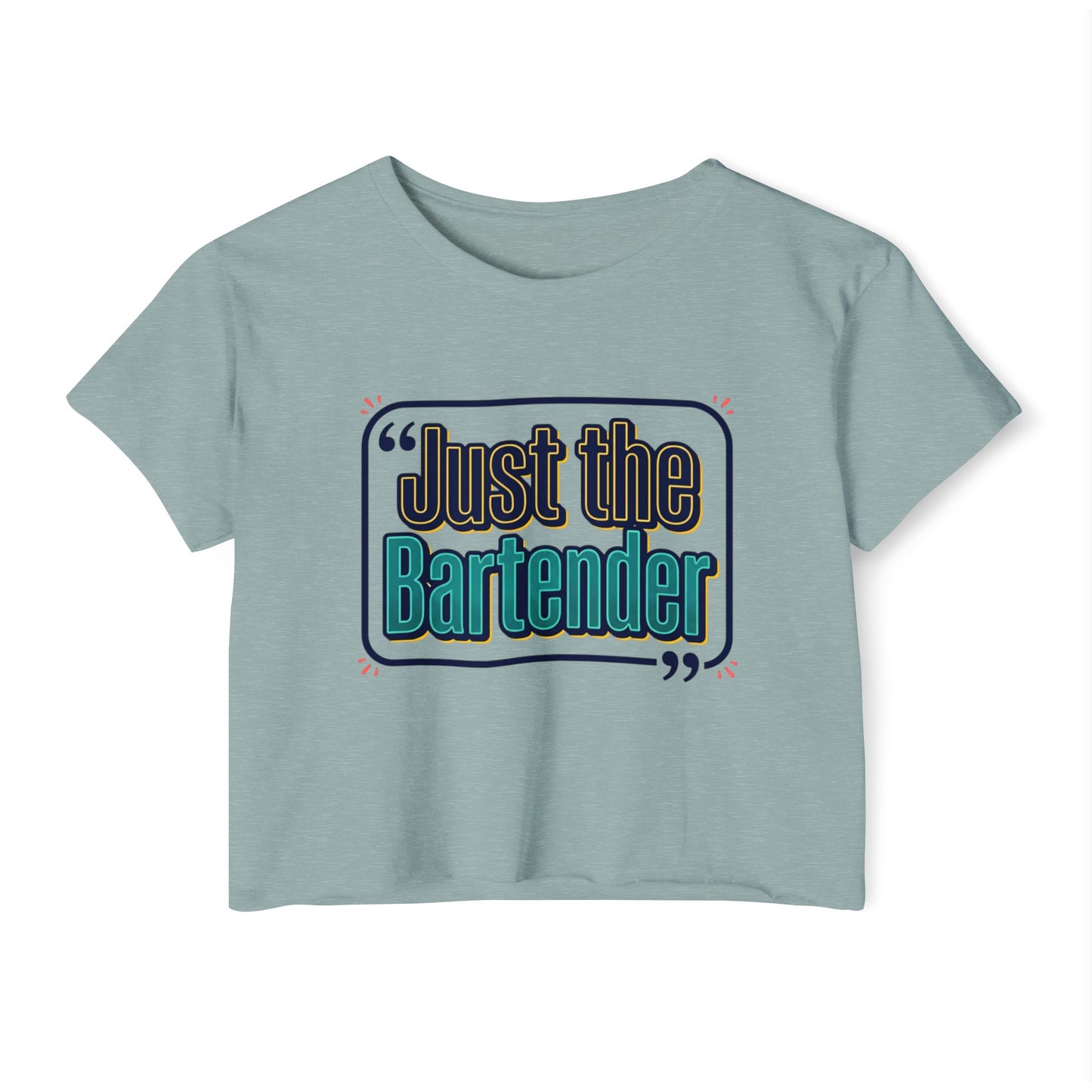 Crop Top — "Just the Bartender" Retro Graphic Festival Tee