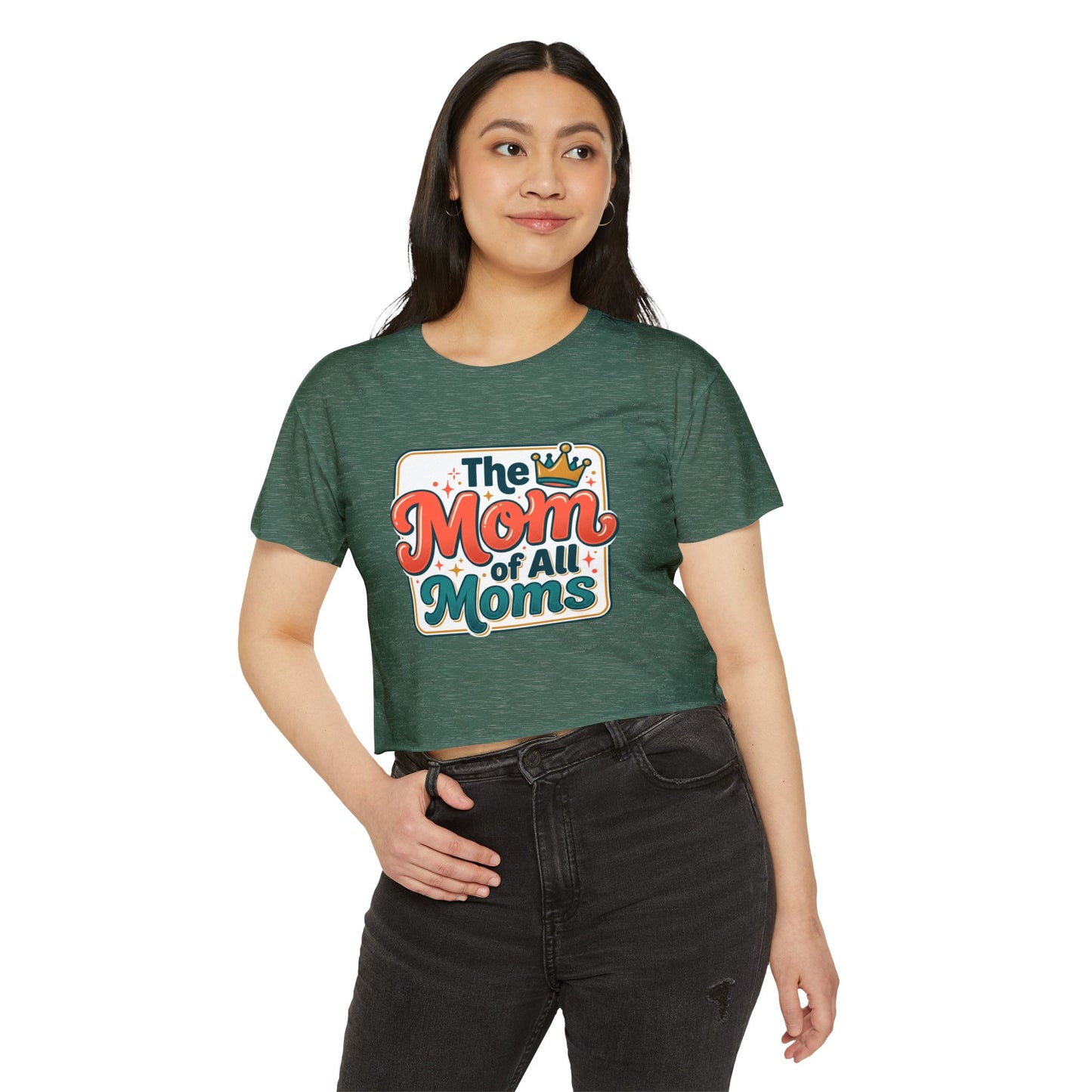 Crop Top — "The Mom of All Moms" Retro Mother's Day Graphic