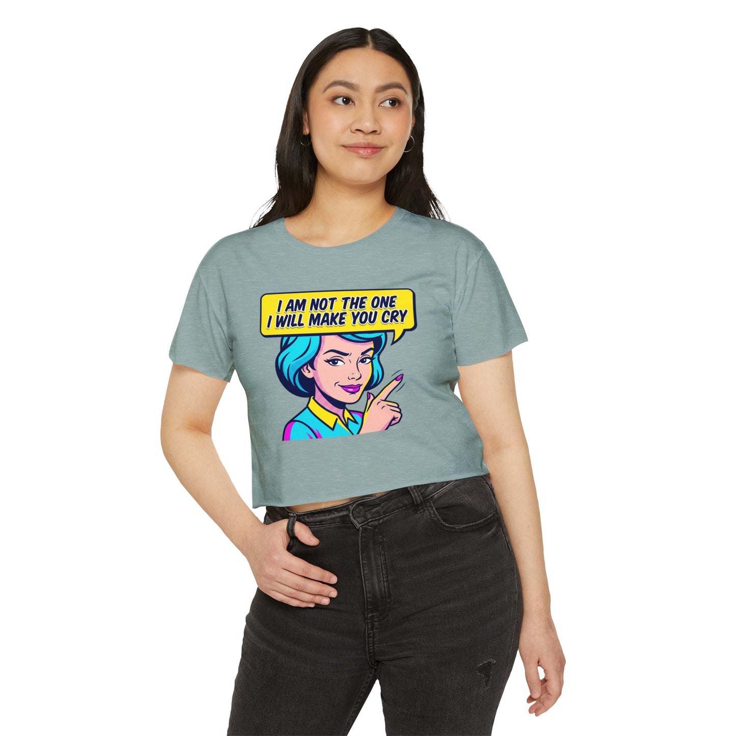 Crop Top — Retro Pop Art “I Am Not The One I Will Make You Cry” Festival Tee