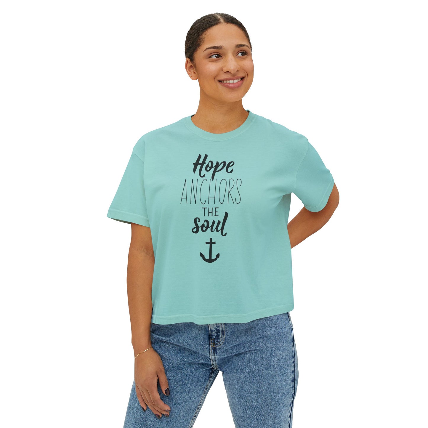 Hope Anchors the Soul Women's Boxy Tee, Cute Casual Top, Inspirational Shirt, Summer Tee, Gift for Her, Beach Style