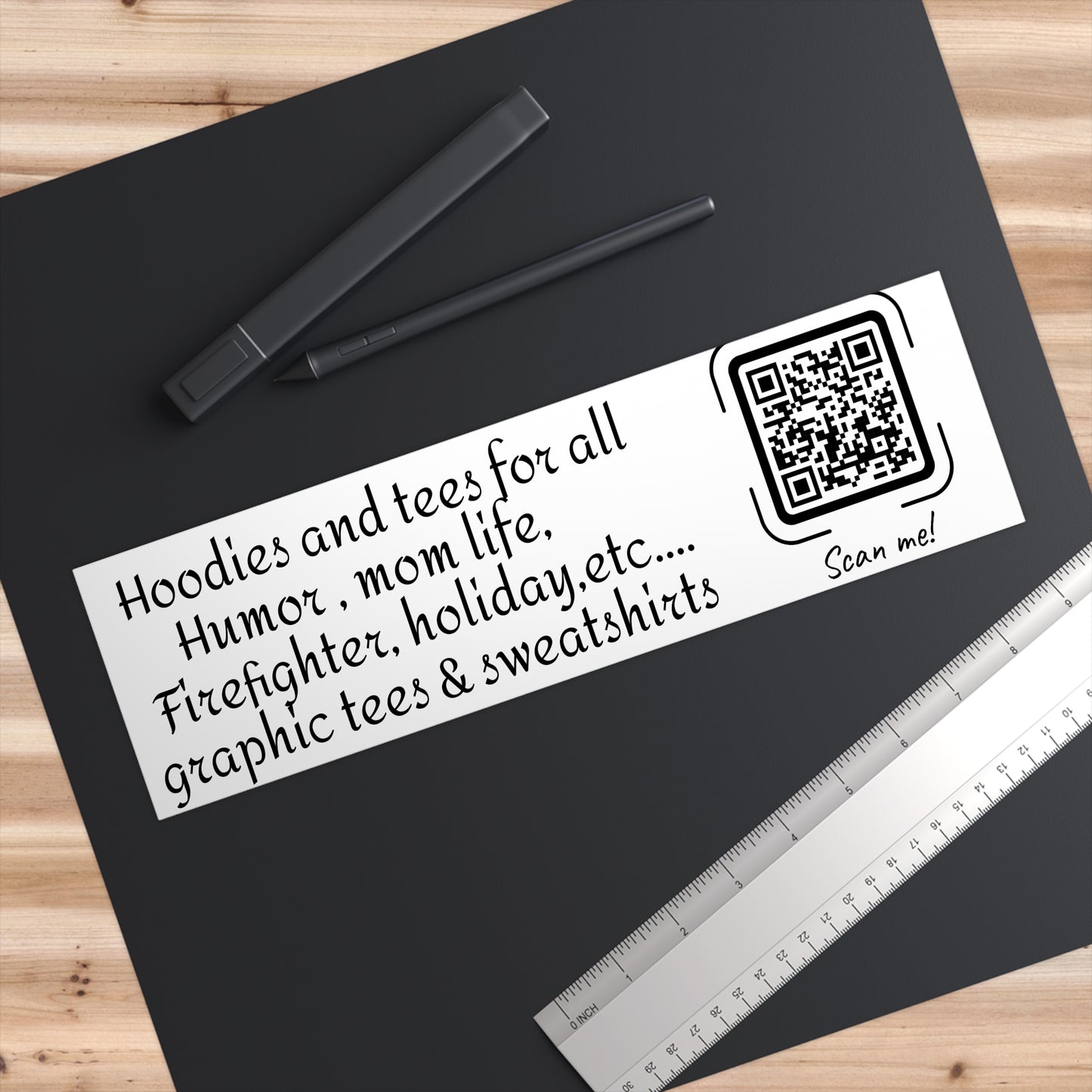 Custom QR Bumper Sticker — "Enter text" Personalized Scan Me Decal