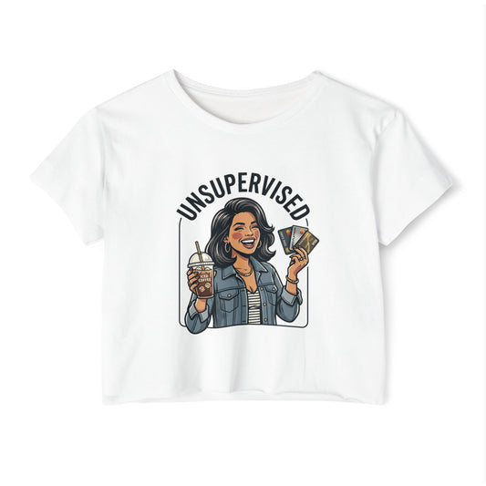 Crop Top — "Unsupervised" Graphic Women's Festival Crop Top