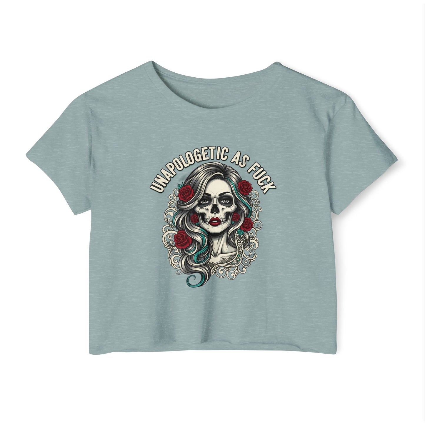 Unapologetic As Fuck Skull Girl Crop Top | Day of the Dead Floral, crop top