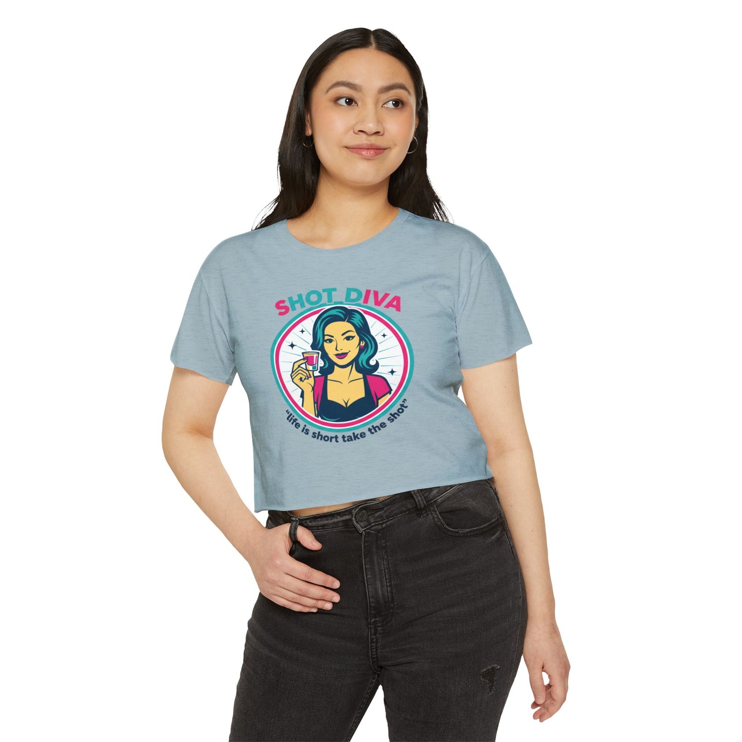 Shot Diva Bartender Crop Top | Festival Bartender Graphic