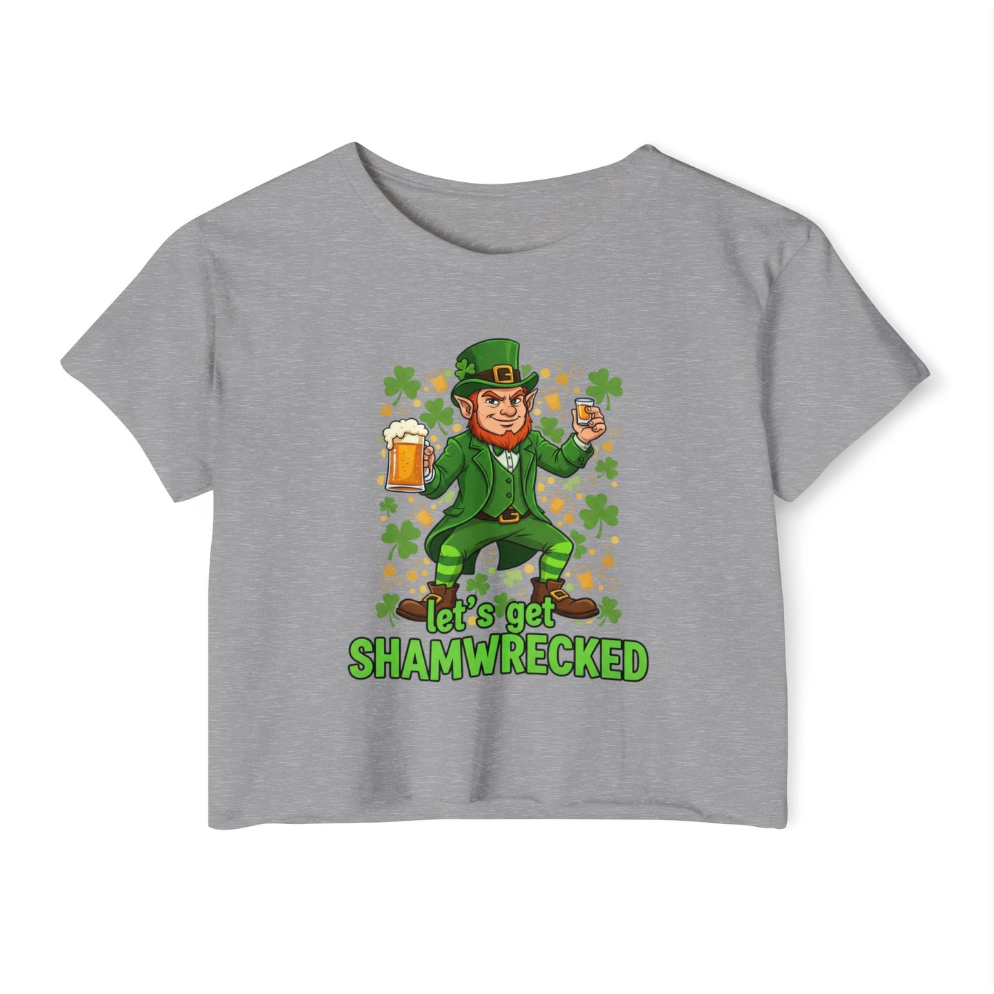 Let’s Get Shamwrecked Leprechaun Shamrock Crop Top | St. Patrick’s Day