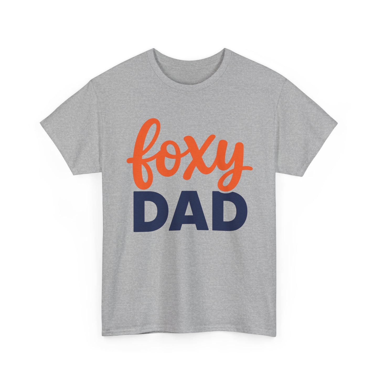 Foxy Dad T-Shirt | Dad Typography Tee, Orange Script Navy Bold