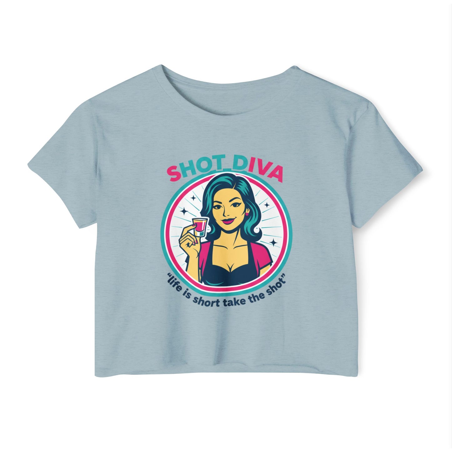 Shot Diva Bartender Crop Top | Festival Bartender Graphic