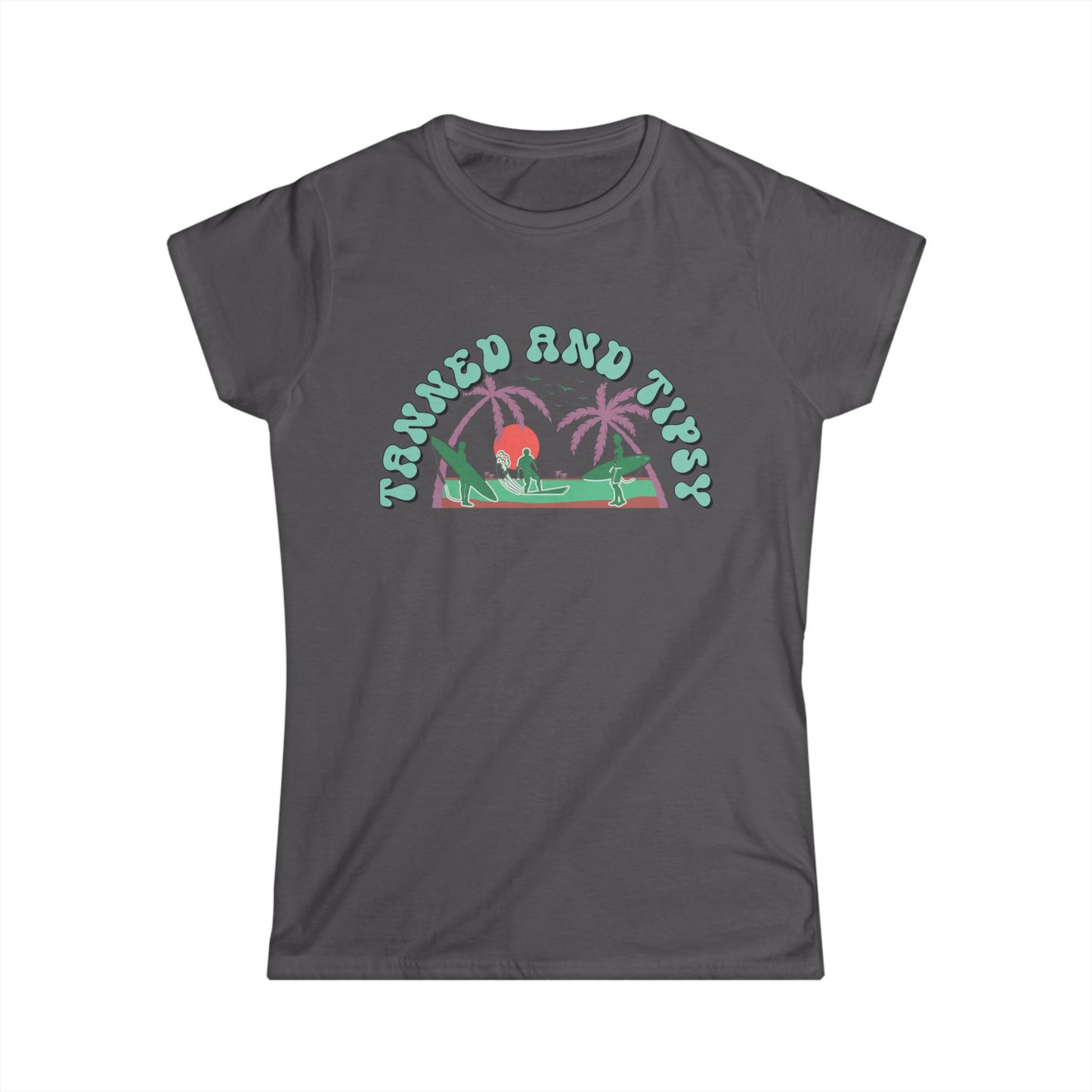 Tropical Vibes Tee - "Tanned and Tipsy" Women's Softstyle Shirt, Summer Casual Wear, Vacation Essentials, Gift for Her, Beach Day Top