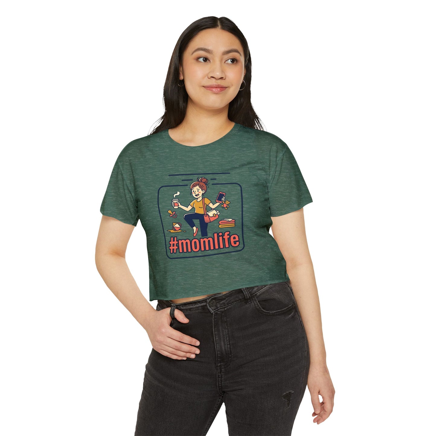 #momlife Crop Top — Cute Mom Life Graphic Women's Festival Tee