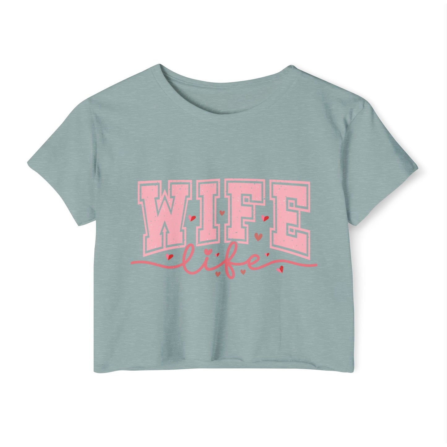 Wife Life Crop Top — Pink Retro Varsity "WIFE life" Festival Tee