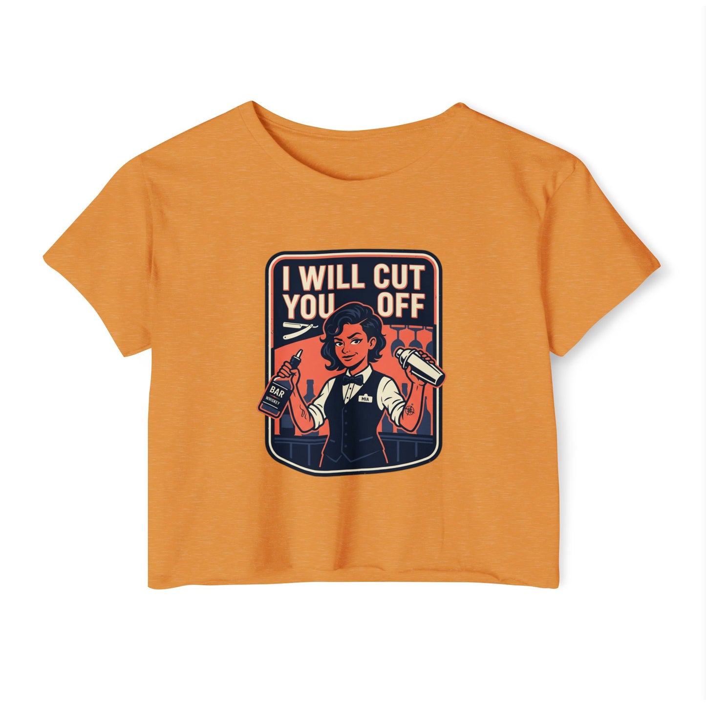 Women's Crop Top — 'I Will Cut You Off' Barber Shop Graphic