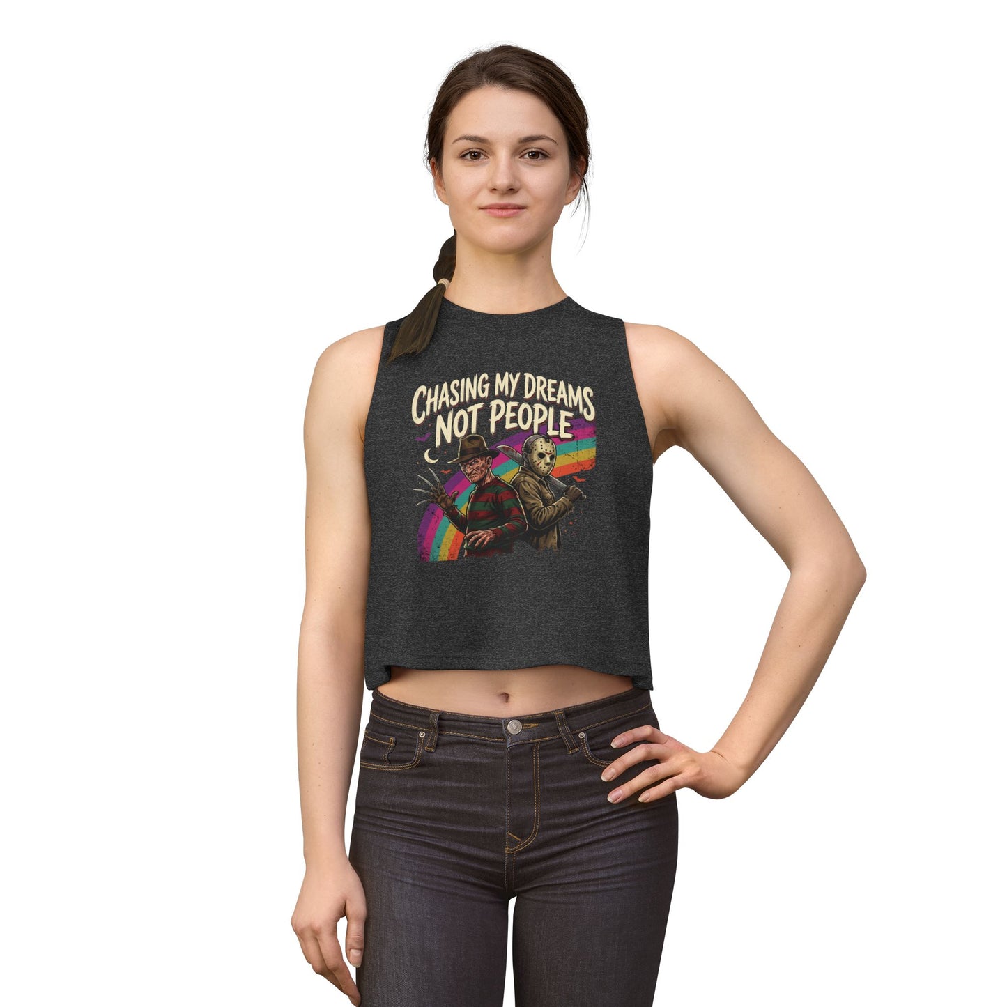 Chasing My Dreams Not People Crop Top | Retro Horror Movie Mashup