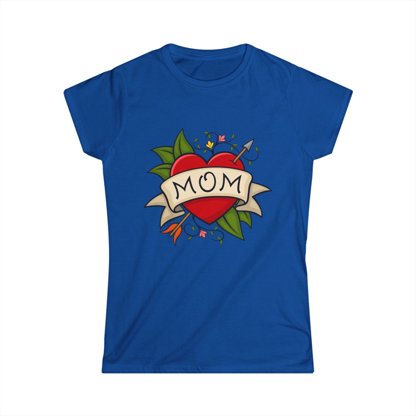 Mom Heart Banner Tee | Tattoo Style Mother's Day Shirt