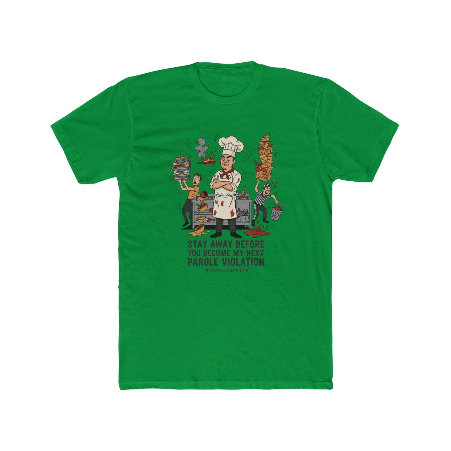 Chef Funny T‑Shirt — "Stay Away Before You Become My Next Parole Violation" Cooking Humor Tee