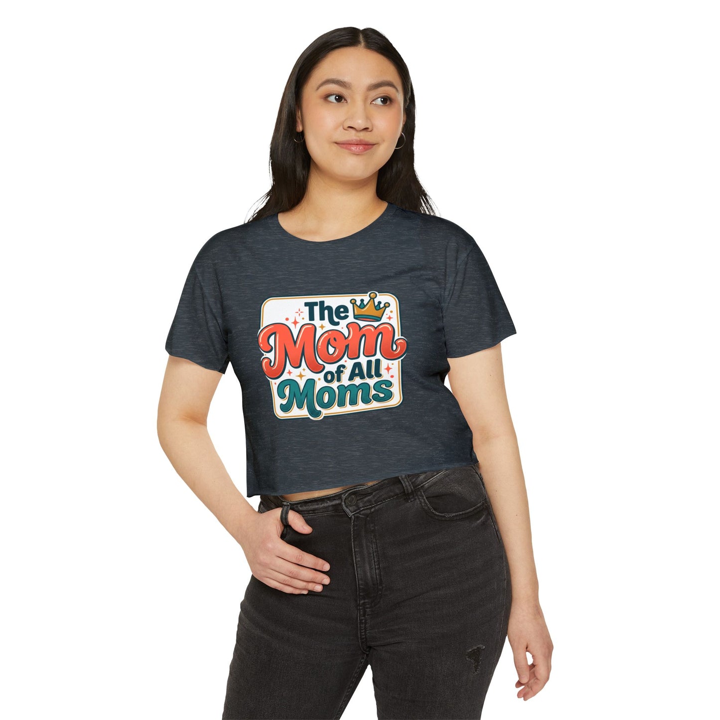 Crop Top — "The Mom of All Moms" Retro Mother's Day Graphic
