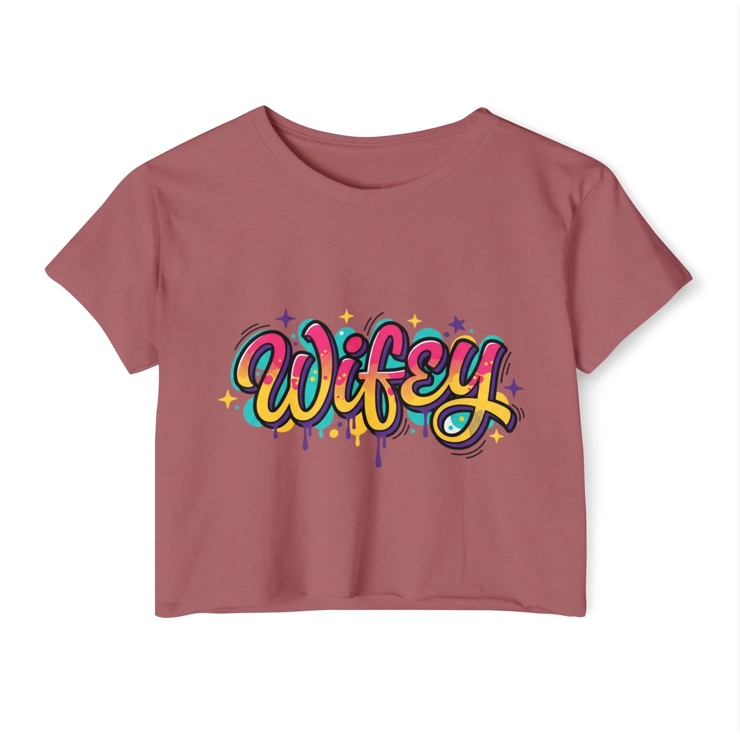 Wifey Graffiti Crop Top | Colorful Script, Festival Street Style