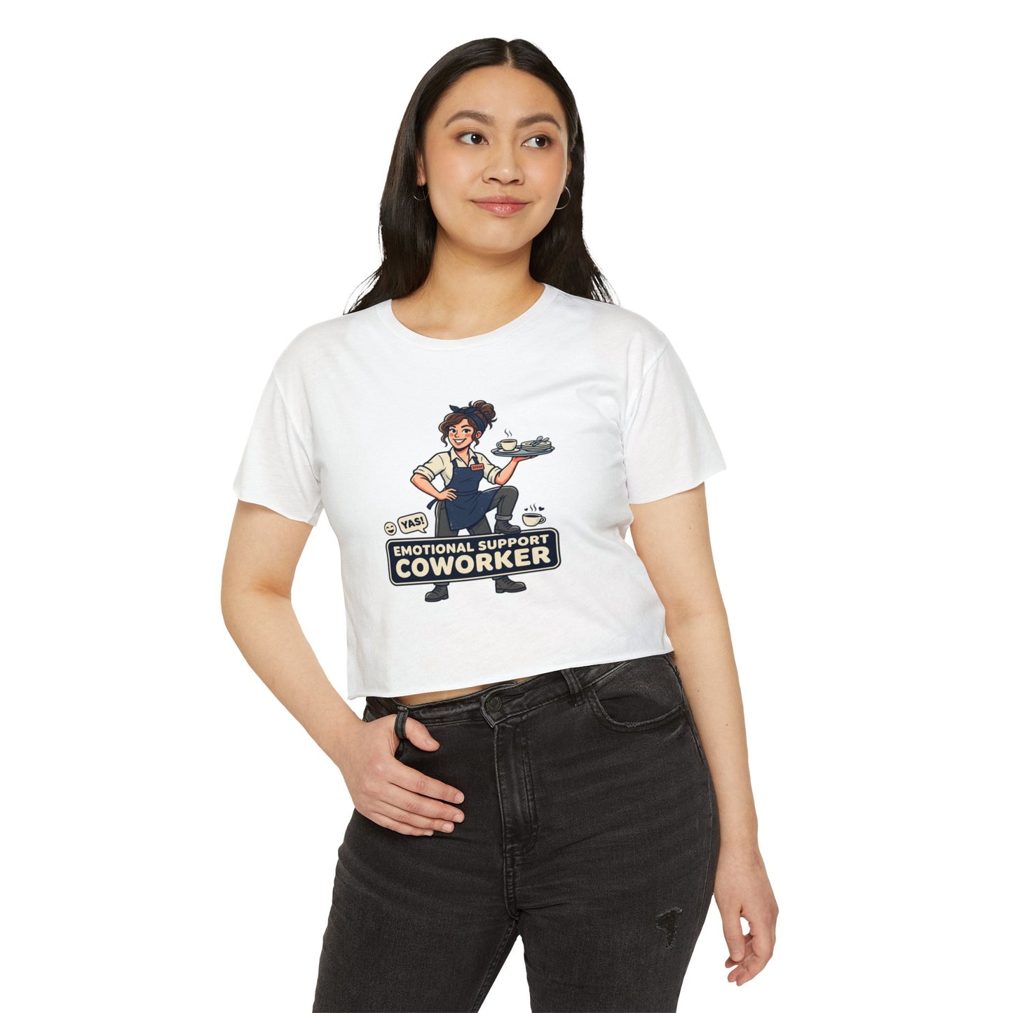 Emotional Support Coworker Crop Top — Funny Festival Women's Tee