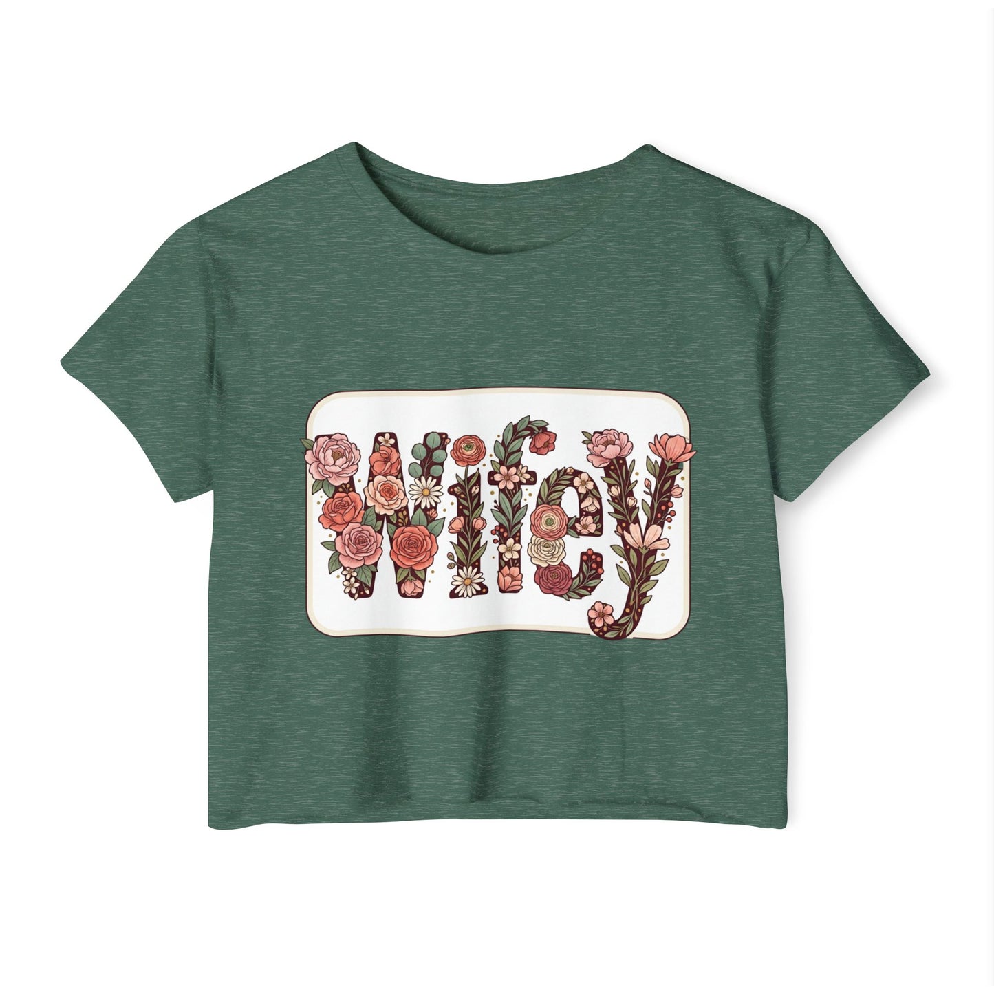 Women's 'Wifey' Floral Crop Top — Boho Festival Graphic Tee