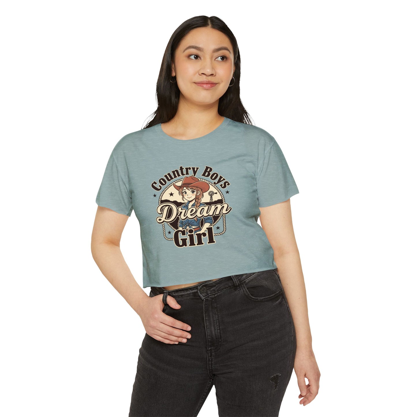 Country Boys Dream Girl Crop Top – Retro Cowgirl Festival Tee