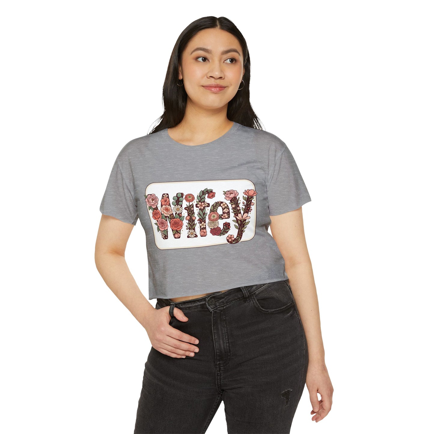 Women's 'Wifey' Floral Crop Top — Boho Festival Graphic Tee