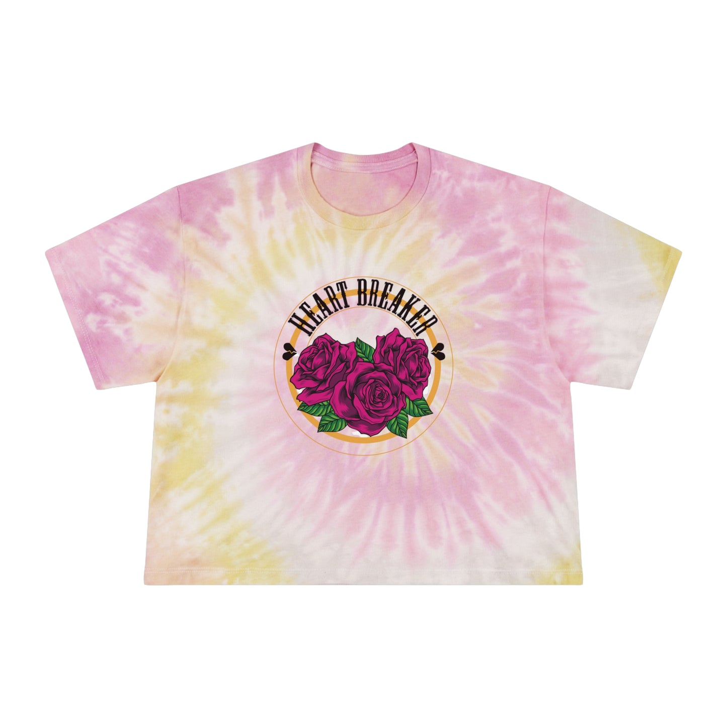 Heart Breaker Rose Artwork Crop Tee | Blue Tie-Dye