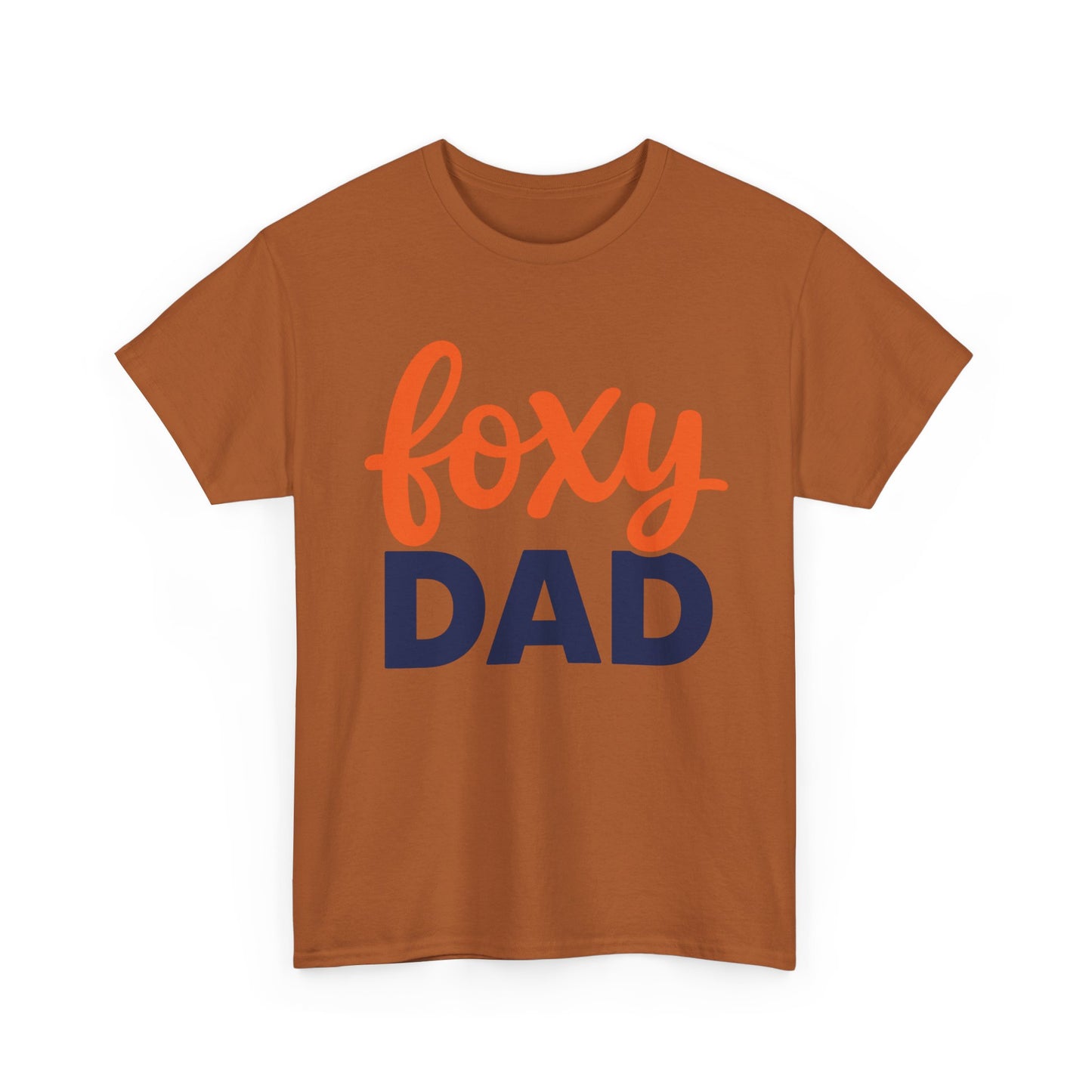 Foxy Dad T-Shirt | Dad Typography Tee, Orange Script Navy Bold