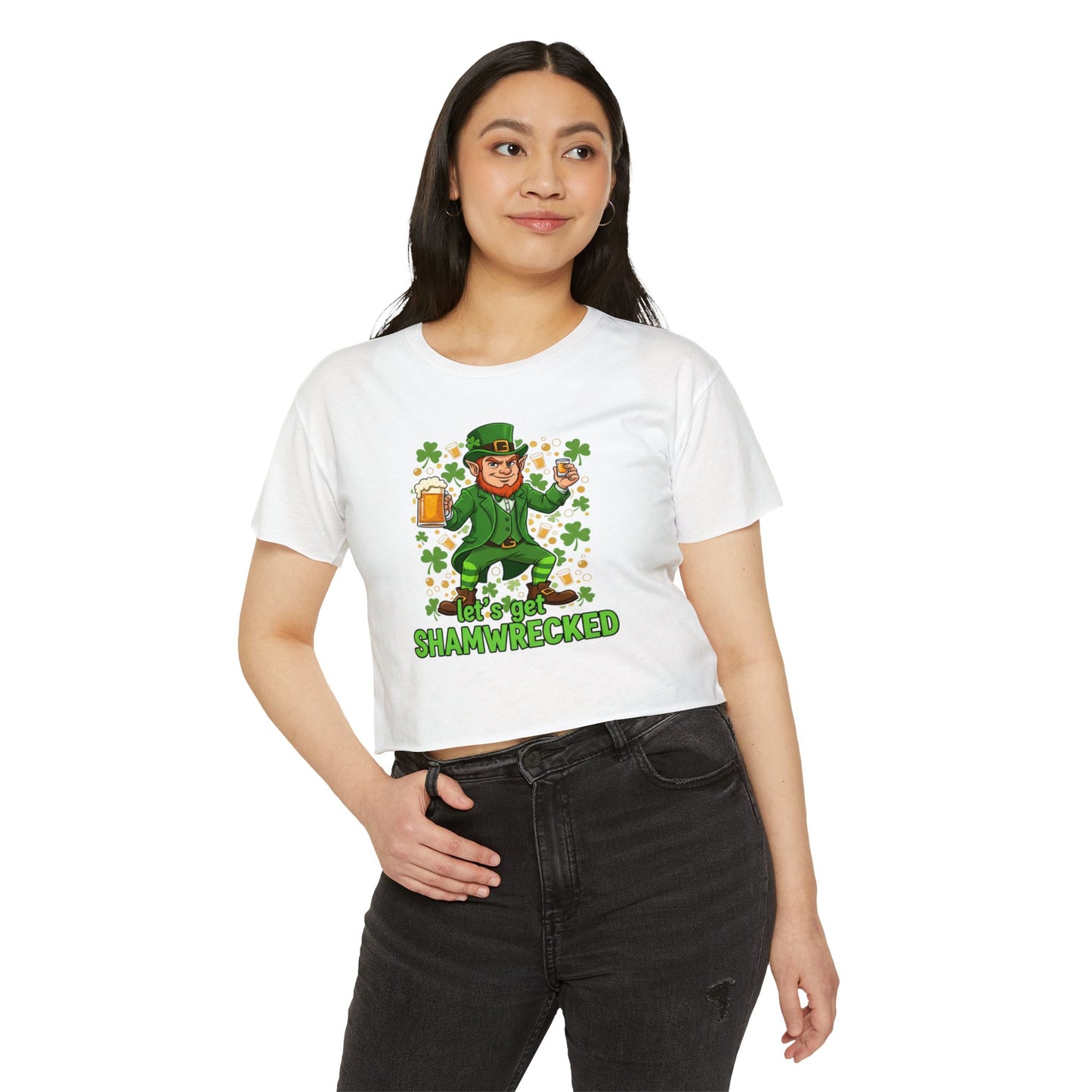 Let’s Get Shamwrecked Leprechaun Shamrock Crop Top | St. Patrick’s Day
