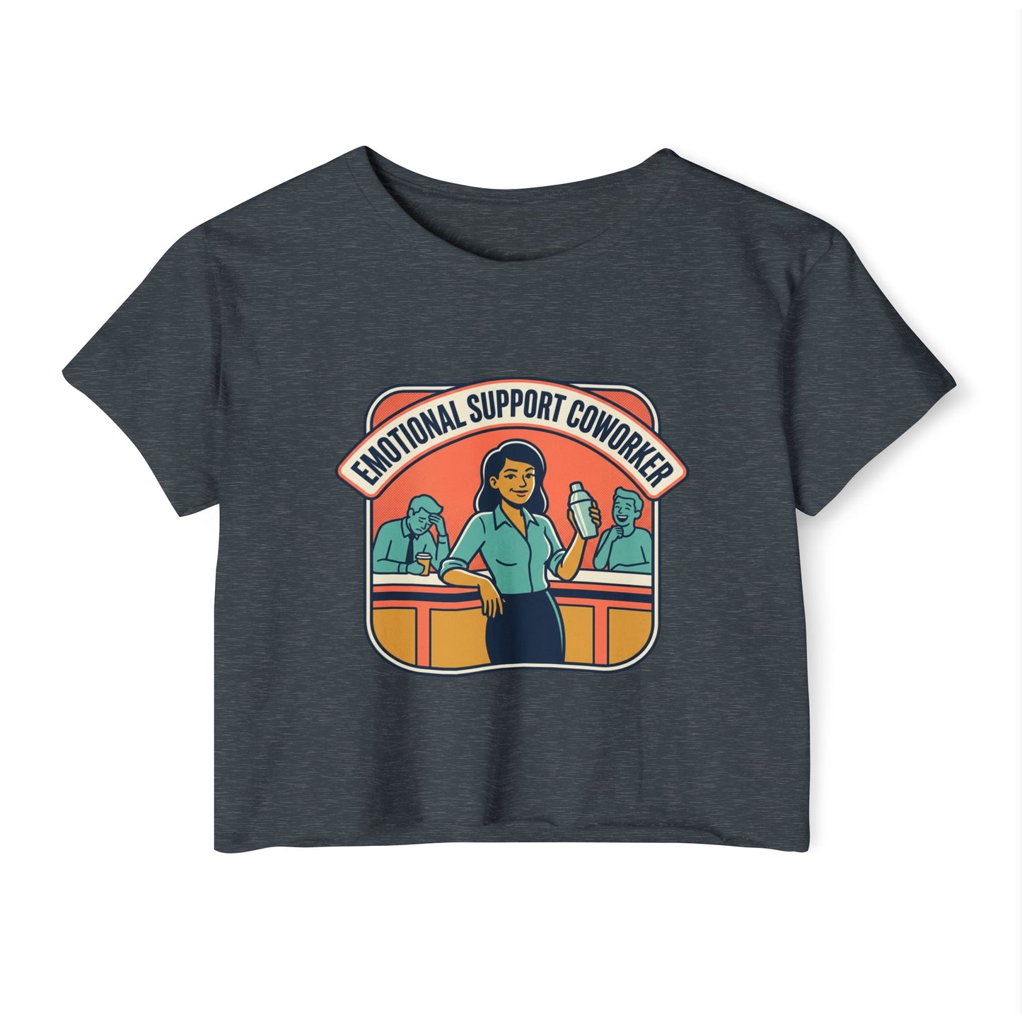 Emotional Support Coworker Crop Top — Retro Office Lady Festival Tee