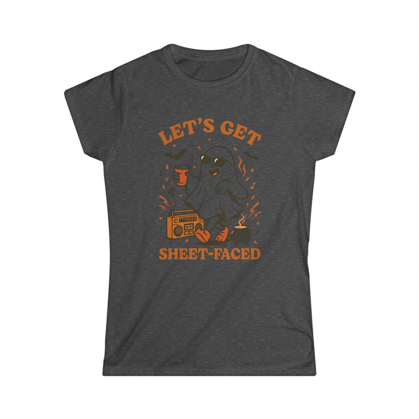 Ghost Party Women's Tee, Funny Halloween Shirt, Casual Graphic Top, Gift for Friends, Halloween Costume Alternative, Sheet-Faced Tee