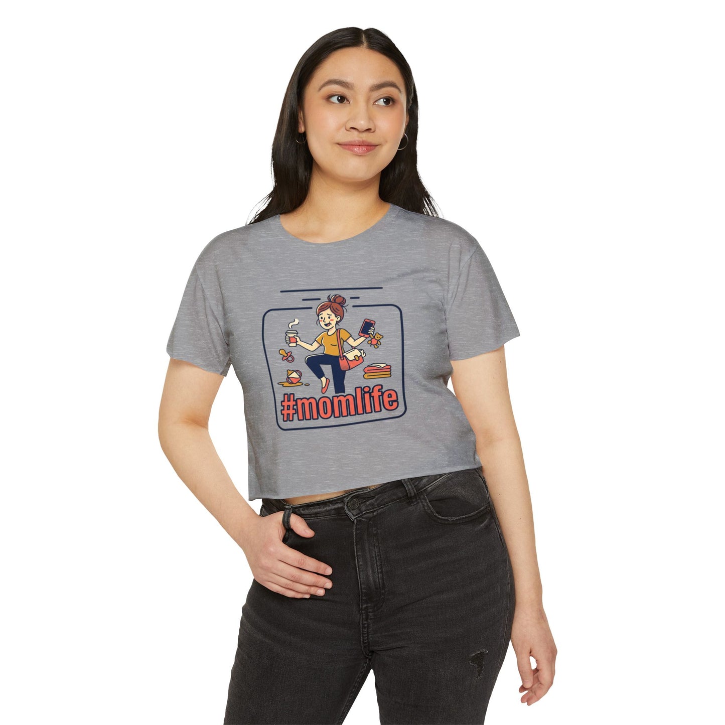 #momlife Crop Top — Cute Mom Life Graphic Women's Festival Tee