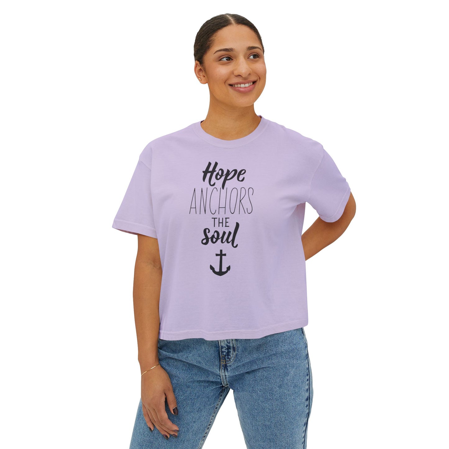 Hope Anchors the Soul Women's Boxy Tee, Cute Casual Top, Inspirational Shirt, Summer Tee, Gift for Her, Beach Style