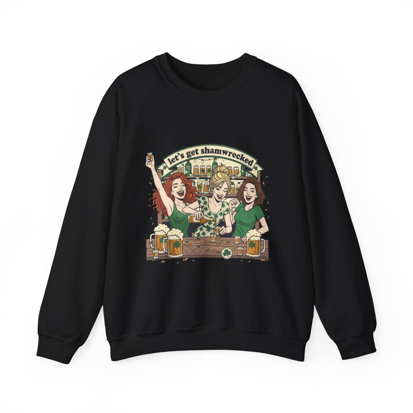 Let's Get Shamrocked Irish Pub Party Sweatshirt | St. Patrick's Day Beer Girls