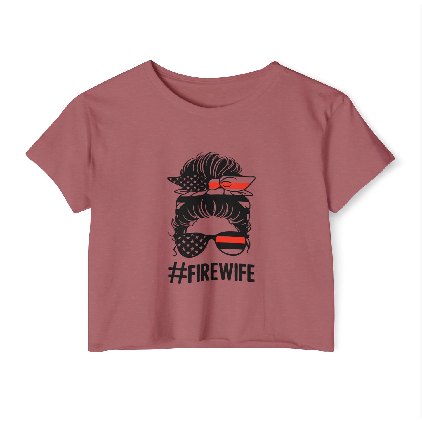 #FireWife Crop Top — Patriotic Firefighter Wife Festival Tee