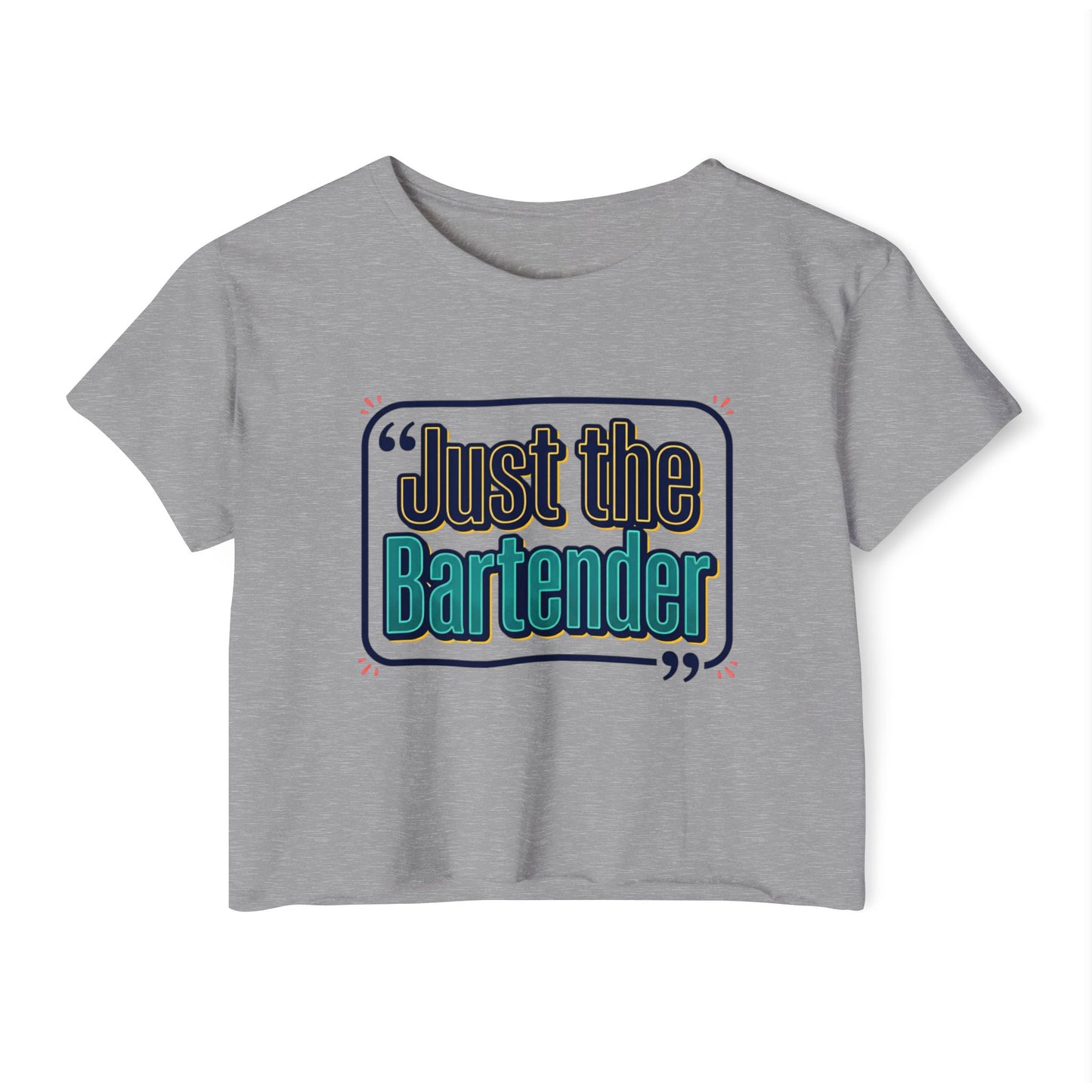 Crop Top — "Just the Bartender" Retro Graphic Festival Tee