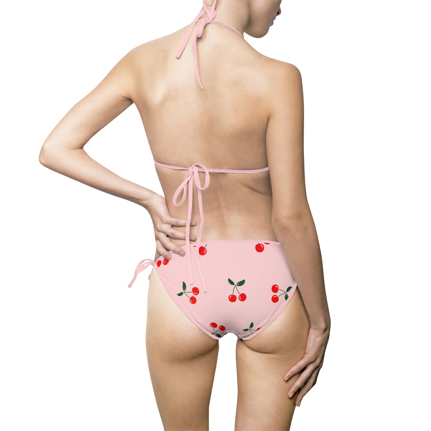 Cherry Pattern Bikini | Pink Cherry Print Swimwear