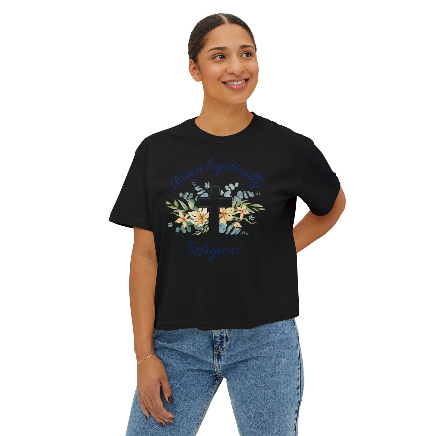 Unapologetically Religious Women's Boxy Tee | Faith-Based Fashion, Casual Wear, Gift for Believers, Christian Apparel, Inspirational Top