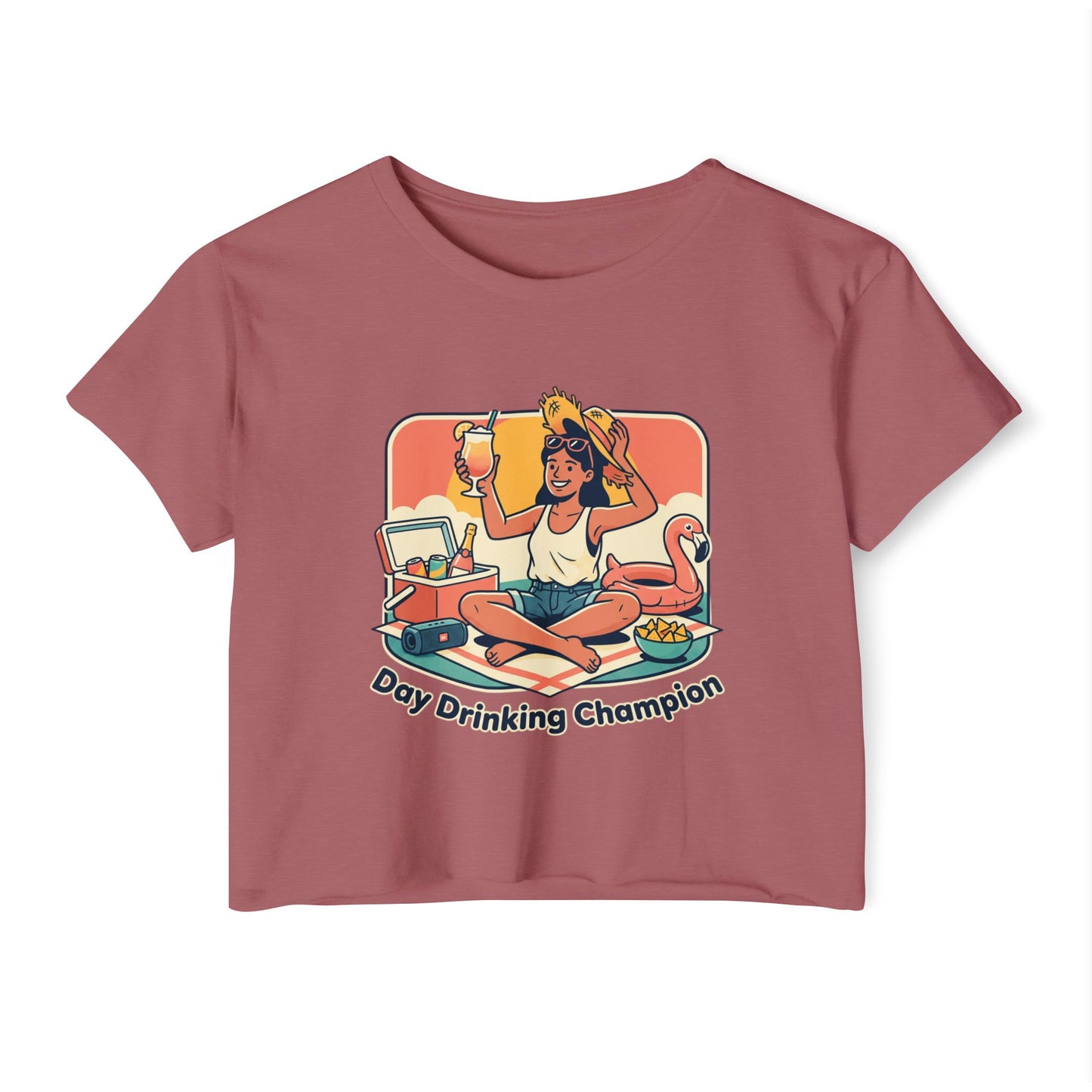 Day Drinking Champion Crop Top — Women's Festival Summer Tee
