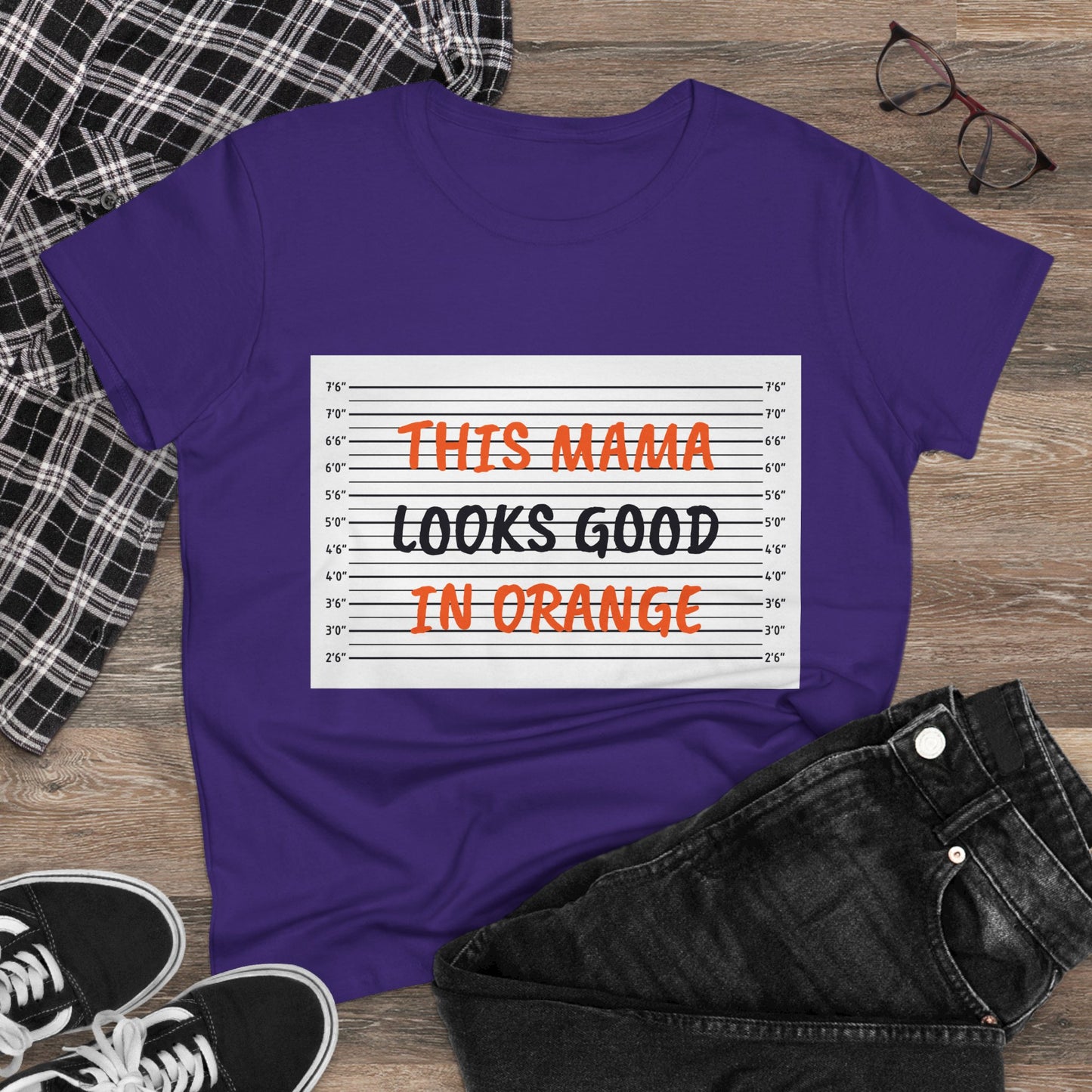 Fun Women's Midweight Cotton Tee - 'This Mama Looks Good in Orange'