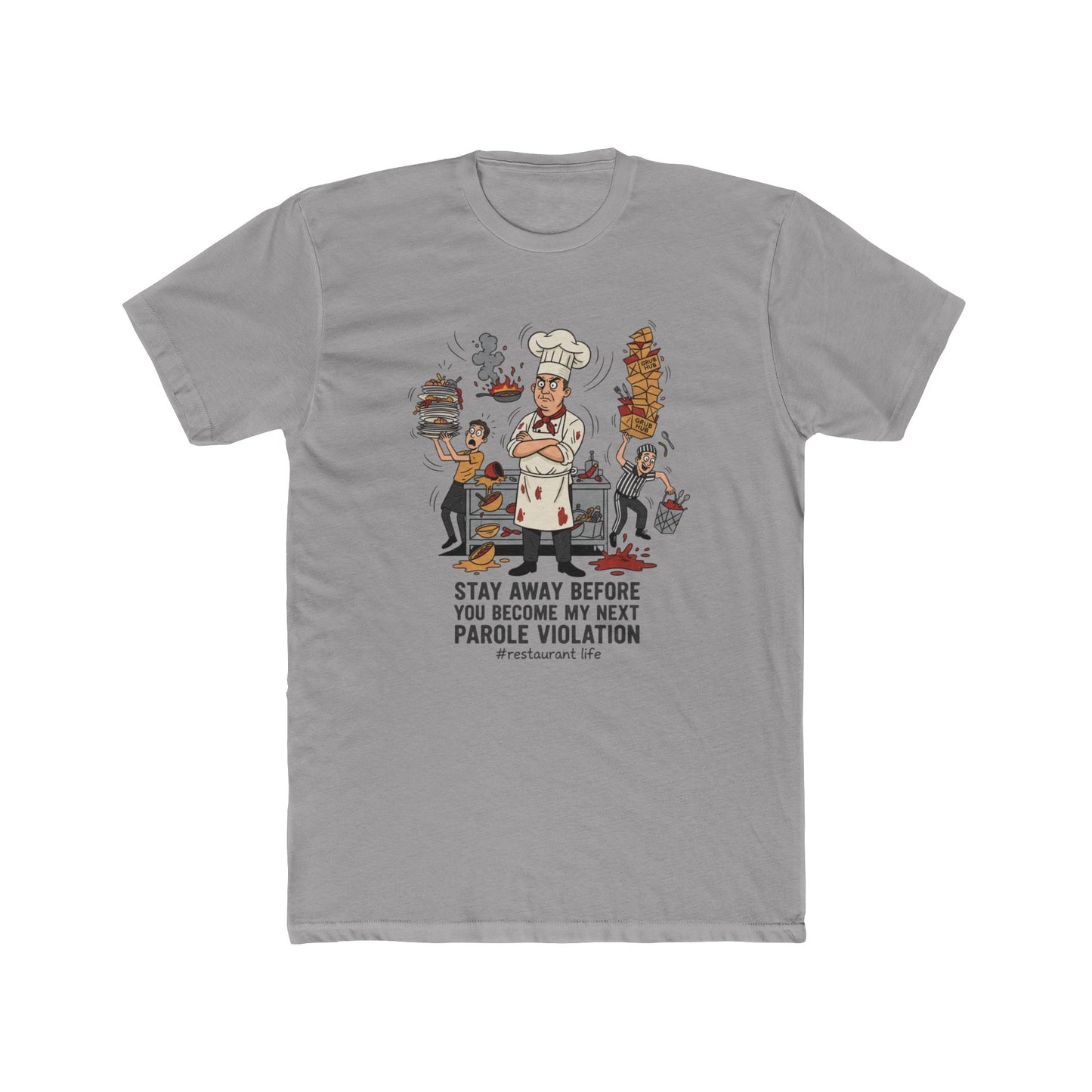 Chef Funny T‑Shirt — "Stay Away Before You Become My Next Parole Violation" Cooking Humor Tee