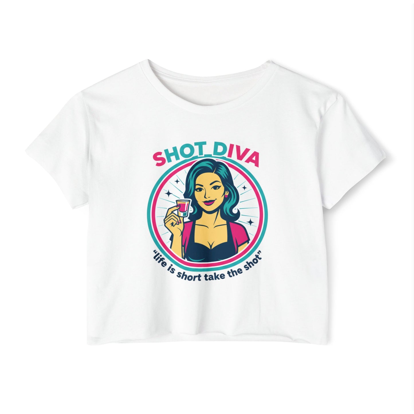 Shot Diva Bartender Crop Top | Festival Bartender Graphic