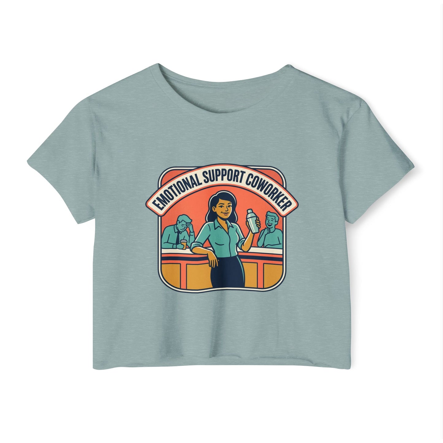 Emotional Support Coworker Crop Top — Retro Office Lady Festival Tee