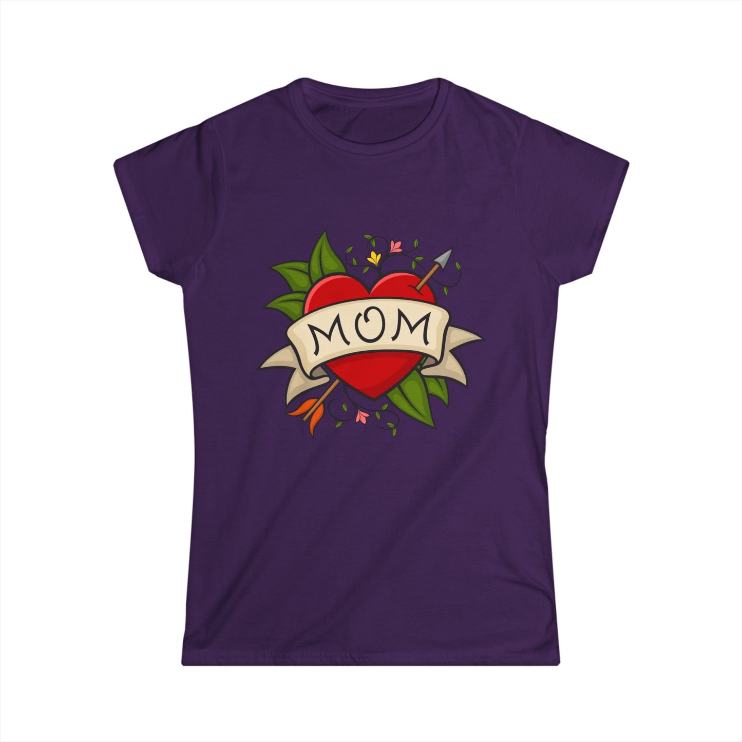 Mom Heart Banner Tee | Tattoo Style Mother's Day Shirt
