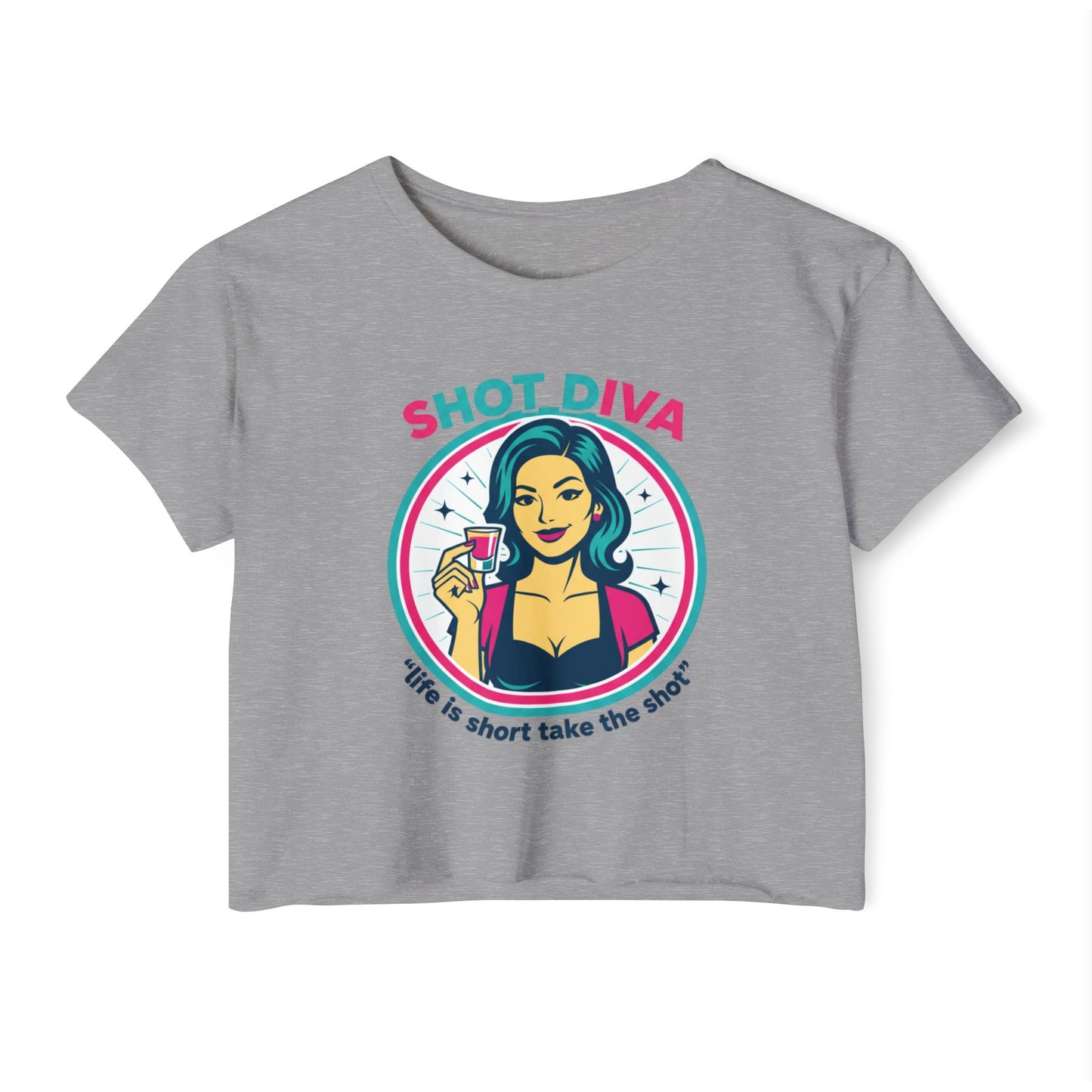 Shot Diva Bartender Crop Top | Festival Bartender Graphic