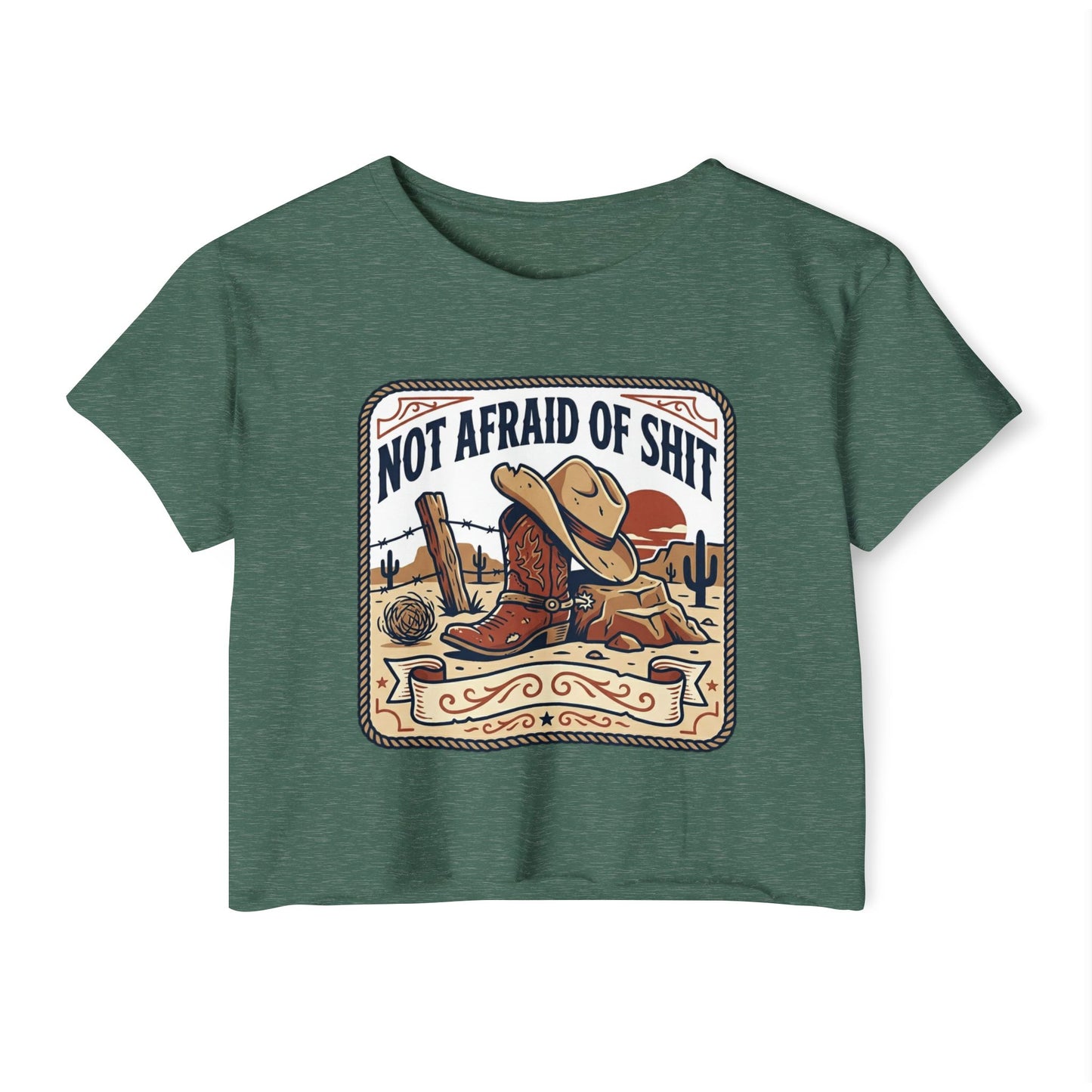 Not Afraid of Shit Crop Top — Western Cowgirl Festival Tee
