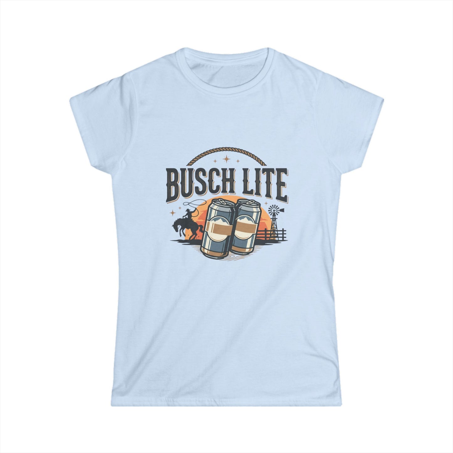 Busch Lite beer cans Tee | Vintage brewery logo, picnic scene