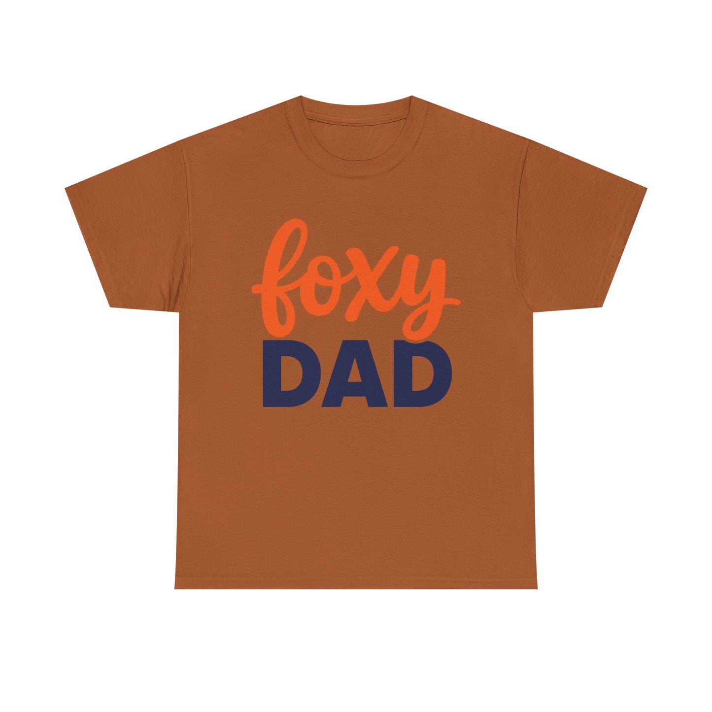 Foxy Dad T-Shirt | Dad Typography Tee, Orange Script Navy Bold