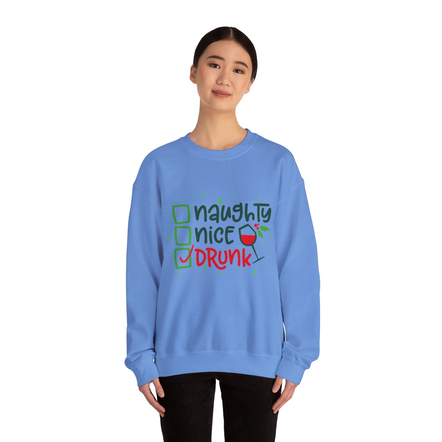 Naughty Nice Drunk Sweatshirt - Unisex Holiday Crewneck