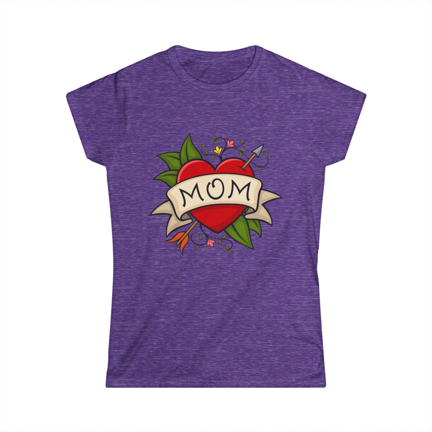 Mom Heart Banner Tee | Tattoo Style Mother's Day Shirt