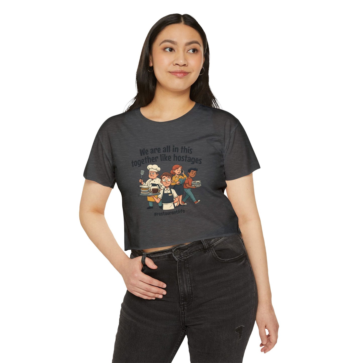 Restaurant Staff Cartoon We Are All In This Together crop top | #restaurantlife