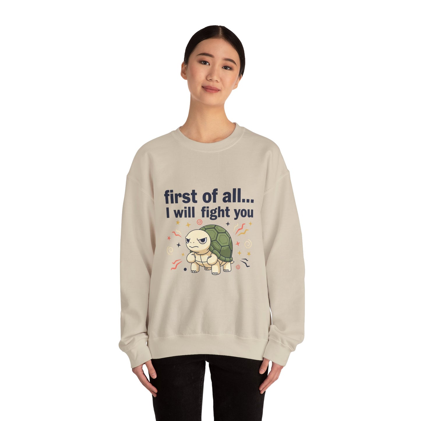 Cute Angry Turtle I Will Fight You sweatshirt | Graphic Crewneck